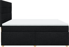 vidaXL Κρεβάτι Boxspring με Στρώμα Μαύρο 200x200 εκ. Υφασμάτινο