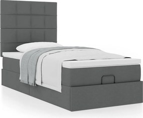 vidaXL Οθωμανικό κρεβάτι με στρώμα σκούρο γκρι 90x190cm ύφασμα