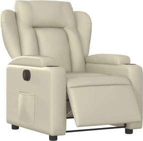 vidaXL Πολυθρόνα Ανακλινόμενη Ηλεκτρική Κρεμ από Συνθετικό Δέρμα