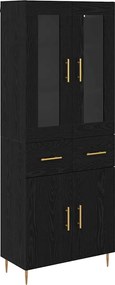 vidaXL Highboard με συρτάρι 2 pcs Μαύρη Οξυά Επεξεργασμένο ξύλο
