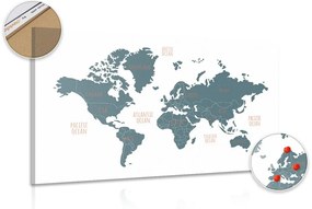 Εικόνα στο φελλό ενός σύγχρονου παγκόσμιου χάρτη - 120x80  arrow