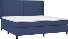 vidaXL Κρεβάτι Boxspring με Στρώμα Μπλε 200x200 εκ. Υφασμάτινο