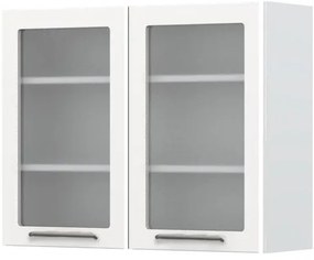 Ντουλάπι κρεμαστό Modena V7-90-2KS με βιτρίνα-Λευκό - Λευκό γυαλιστερό