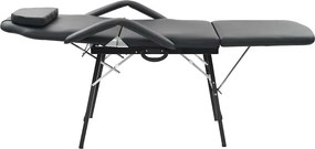 vidaXL Καρέκλα Αισθητικής Φορητή Μαύρη 185x78x76 εκ. Συνθετικό Δέρμα