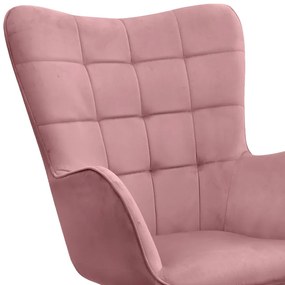 Πολυθρόνα - Μπερζέρα με υποπόδιο Lily Megapap σάπιο μήλο βελούδο - μεταλλικό πόδι χρώμα φυσικό 70x62x98εκ.