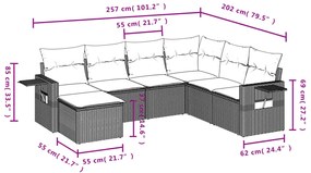 vidaXL Καναπές Σετ 7 Τεμαχίων Μαύρο Συνθετικό Ρατάν με Μαξιλάρια