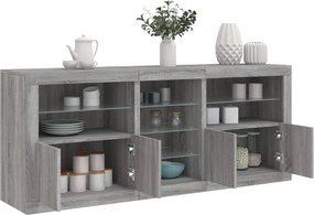 vidaXL Μπουφές με LED Γκρι Sonoma 162x37x67 εκ.