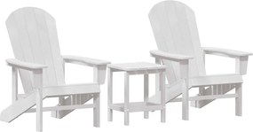vidaXL Καρέκλα Κήπου 3 pcs Λευκό Πολυαιθυλένιο