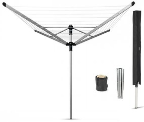 Brabantia Lift-O-Matic Advance Εξωτερικός χώρος 90300254, 50 m, Ρυθμιζόμενο ύψος, Μεταλλική ακίδα εκσκαφής, Θήκη, Τσάντα με κλιπς, Ανθεκτικό στη διάβρωση, Inox