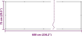 vidaXL Οθόνη Μπαλκονιού Μπορντό 75 x 600 cm