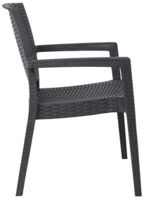 LORA-Pro Πολυθρόνα Στοιβαζόμενη, PP (Rattan Look) Απόχρωση Ανθρακί 58x61x87cm