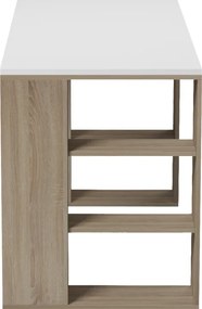 Γραφείο με ραφιέρα  Colmar pakoworld sonoma-λευκό 140x60x75εκ