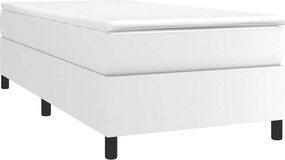 vidaXL Κρεβάτι Boxspring με Στρώμα Λευκό 90x200εκ. από Συνθετικό Δέρμα