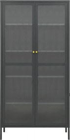 vidaXL Ντουλάπα Βιτρίνας Ανθρακί 90x40x180 εκ. Ατσάλι / Ψημένο Γυαλί