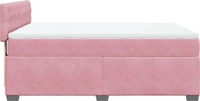 vidaXL Κρεβάτι Boxspring με Στρώμα Ροζ 140x200 εκ. Βελούδινο