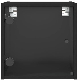 vidaXL Κομοδίνο Μαύρο 35x37x35 εκ. με Γυάλινη Πόρτα