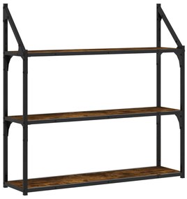 vidaXL Ραφιέρα Τοίχου με 3 Ράφια Καπνιστή Δρυς Επεξ. Ξύλο
