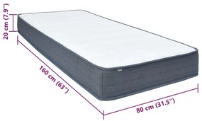 Στρώμα Boxspring 160x80x20 εκ. Υφασμάτινο - Λευκό