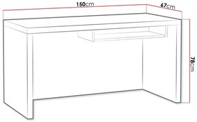 Τραπέζι γραφείου Stanton E121, Με ράφι πληκτρολογίου, 78x150x67cm, 59 kg, Santana βελανιδιά | Epipla1.gr