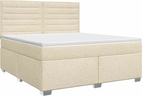vidaXL Κρεβάτι box spring με στρώμα Κρεμ 140 x 200 cm Ύφασμα