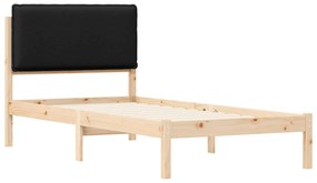 vidaXL Σκελετός Κρεβατιού με Επενδεδυμένο Κεφαλάρι Μαύρο 90 x 200 cm