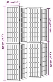 Διαχωριστικό Χώρου με 4 Πάνελ Μαύρο από Μασίφ Ξύλο Παυλώνιας - Μαύρο