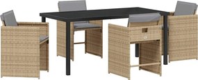 vidaXL Σέτ φαγητού για κήπο 5 pcs Μπεζ συνθετικό ρατάν