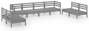 vidaXL Σαλόνι Κήπου Σετ 8 Τεμαχίων Γκρι από Μασίφ Ξύλο Πεύκου
