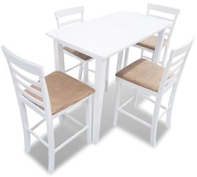 vidaXL Σετ Κονσόλα Τραπέζι και 4 Καρέκλες Μπαρ Λευκό Ξύλινο