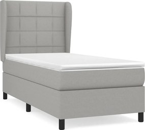 vidaXL Κρεβάτι Boxspring με Στρώμα Ανοιχτό Γκρι 100x200 εκ. Υφασμάτινο