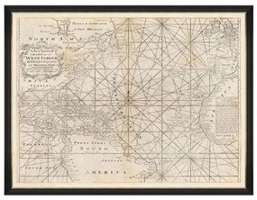 Κάδρο Map Of West Indies 1716 FA13198 120X90 MindTheGap Horizontal Ξύλο