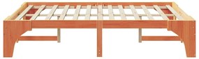 vidaXL Κρεβάτι δαπέδου Καφέ 140 x 200 cm Μασίφ ξύλο πεύκου