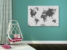 Εικόνα στον παγκόσμιο χάρτη φελλού σε ρετρό στυλ σε ασπρόμαυρο σχέδιο - 90x60  flags
