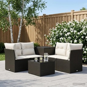 vidaXL Σετ Καναπέ 6 τμχ. Μαύρο και Κρεμ Λευκό 55 x 55 x 37 cm