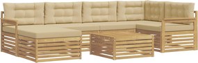 vidaXL Σειρά Καναπέ Εξωτερικού με μαξιλάρι 7 pcs Λευκό και Μπεζ
