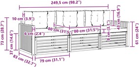 vidaXL Σειρά Καναπέ Εξωτερικού 3 pcs Λευκό και Κρεμ