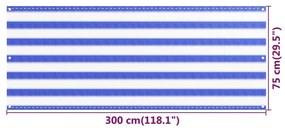 Διαχωριστικό Βεράντας Μπλε / Λευκό 75x300 εκ. από HDPE - Πολύχρωμο