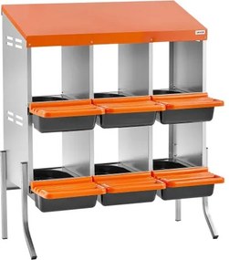 VEVOR Chicken Nesting Boxes, 6 Compartments, with Support Legs, Easy Egg Collection, Galvanized Steel and High-Strength Plastic, Roll Away Nesting Boxes for Chickens and Hens Laying Eggs, Orange