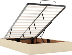vidaXL Κρεβάτι Ottoman με Στρώμα και LED Κρεμ 120 x 190 cm Ύφασμα