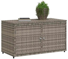 vidaXL Ντουλάπι Αποθήκευσης Κήπου Γκρι 110x55,5x60,5 εκ. Συνθ. Ρατάν