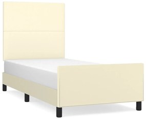 vidaXL Πλαίσιο Κρεβατιού με Κεφαλάρι Κρεμ 100x200 εκ. Συνθετικό Δέρμα