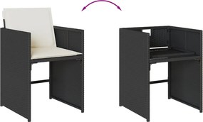 vidaXL Σετ Τραπεζαρίας Κήπου 5 Τεμαχίων Μαύρο Συνθ. Ρατάν με Μαξιλάρια