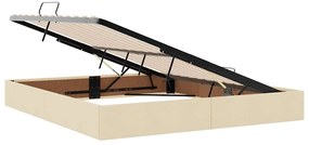 vidaXL LED Κρεβάτι αποθήκευσης με στρώμα Κρέμ 160 x 200 cm Ύφασμα