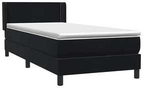 vidaXL Κρεβάτι Boxspring με Στρώμα Μαύρο 80x220 εκ. Βελούδινο