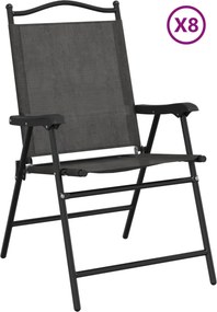 vidaXL Πτυσσόμενες καρέκλες 8 τεμ. Melange Grey Steel και Textilene