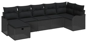 vidaXL Σετ Καναπέ Κήπου 7 pcs Μαύρο 287.5 x 122.5 x 85 cm Πολυ ράταν