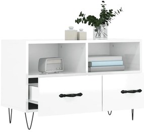 vidaXL Έπιπλο Τηλεόρασης Γυαλ. Λευκό 80x36x50 εκ. Επεξεργασμένο Ξύλο