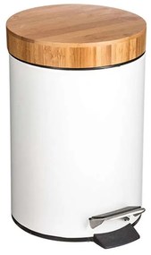 Κάδος Απορριμμάτων Μεταλλικός Με Bamboo Καπάκι 07.140801 3lt White-Natural Μέταλλο