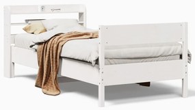 Σκελετός Κρεβ. Χωρίς Στρώμα Λευκό 90x190 εκ Μασίφ Πεύκο