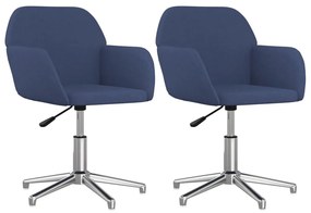 vidaXL Καρέκλες Τραπεζαρίας Περιστρεφόμενες 2 τεμ. Μπλε Υφασμάτινες